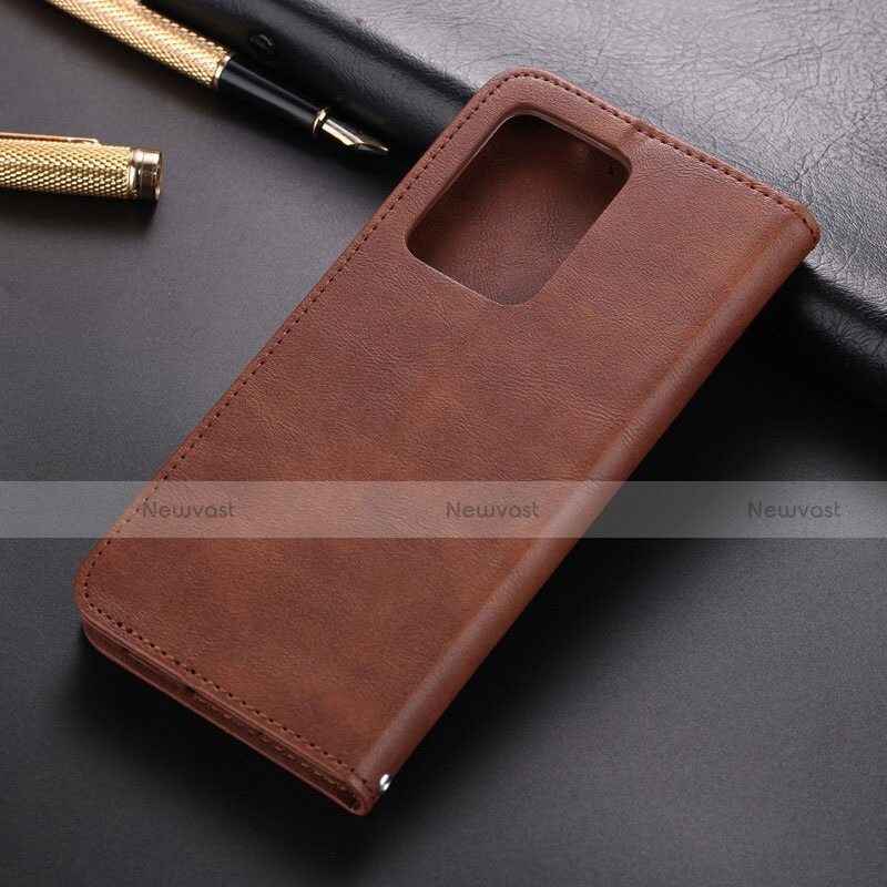 Leather Case Stands Flip Cover T01 Holder for Samsung Galaxy S20 Ultra 5G Brown