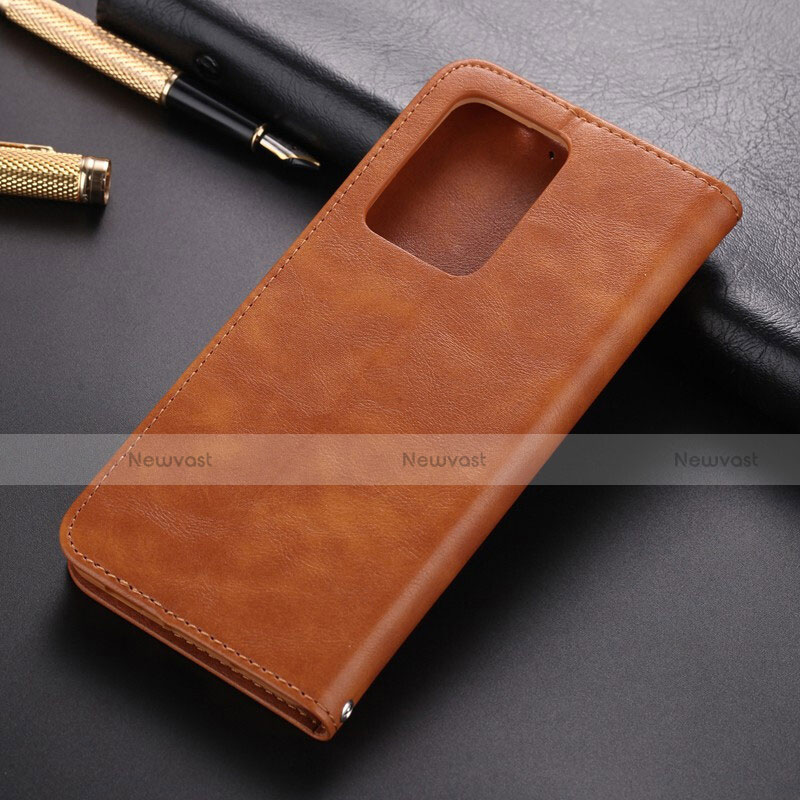 Leather Case Stands Flip Cover T01 Holder for Samsung Galaxy S20 Ultra 5G Orange