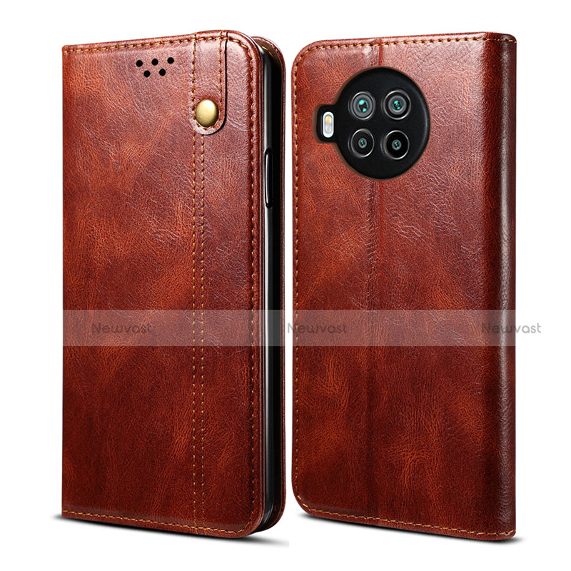 Leather Case Stands Flip Cover T01 Holder for Xiaomi Mi 10T Lite 5G Brown
