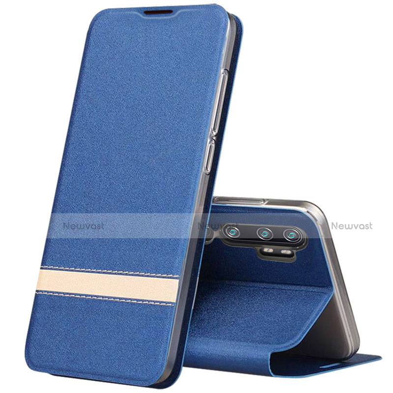 Leather Case Stands Flip Cover T01 Holder for Xiaomi Mi Note 10 Pro Blue