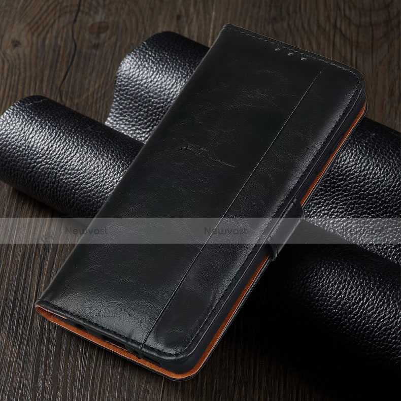 Leather Case Stands Flip Cover T01 Holder for Xiaomi Redmi Note 9 Pro Black