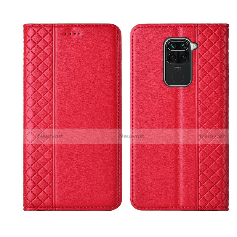 Leather Case Stands Flip Cover T01 Holder for Xiaomi Redmi Note 9 Red