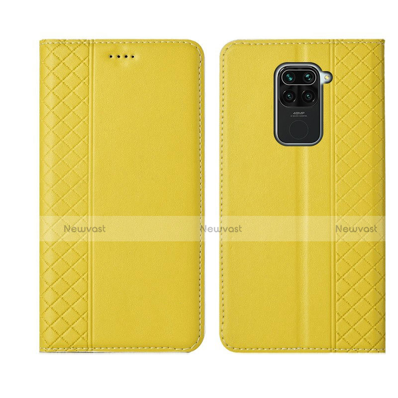 Leather Case Stands Flip Cover T01 Holder for Xiaomi Redmi Note 9 Yellow