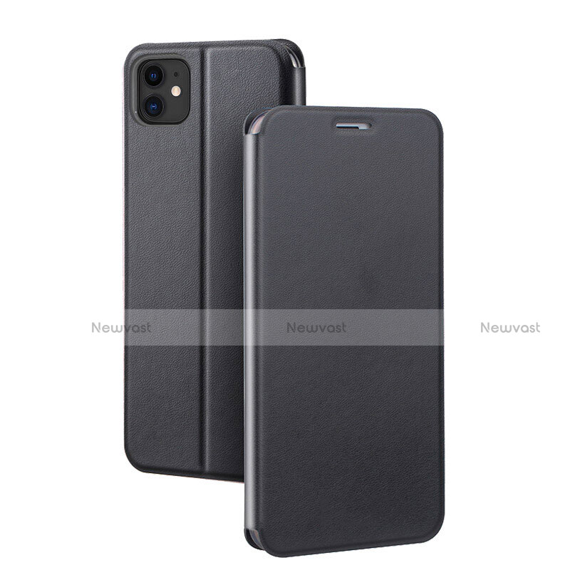 Leather Case Stands Flip Cover T02 Holder for Apple iPhone 11 Black