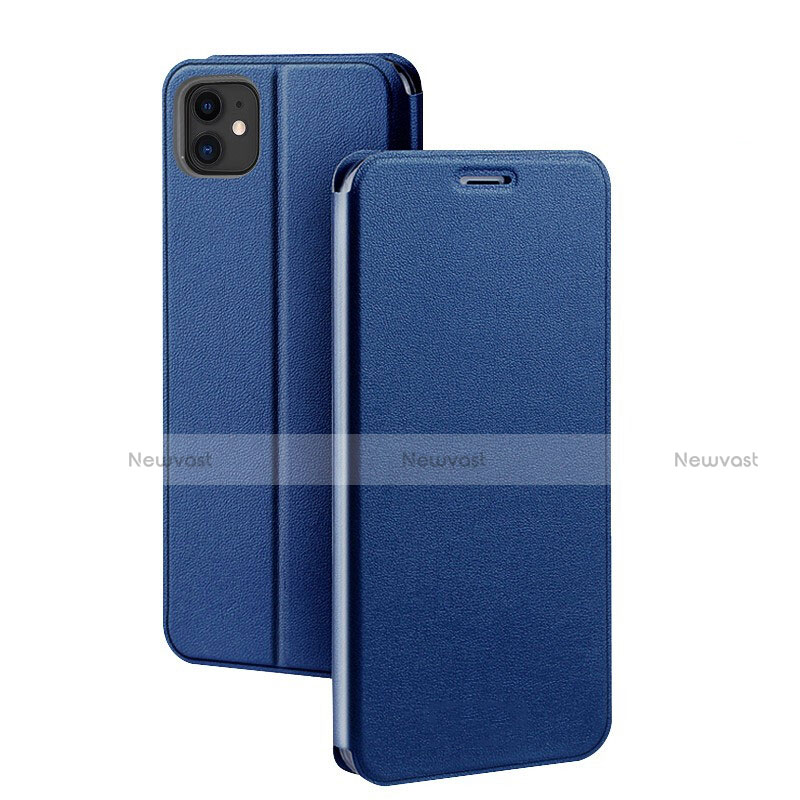 Leather Case Stands Flip Cover T02 Holder for Apple iPhone 11 Blue