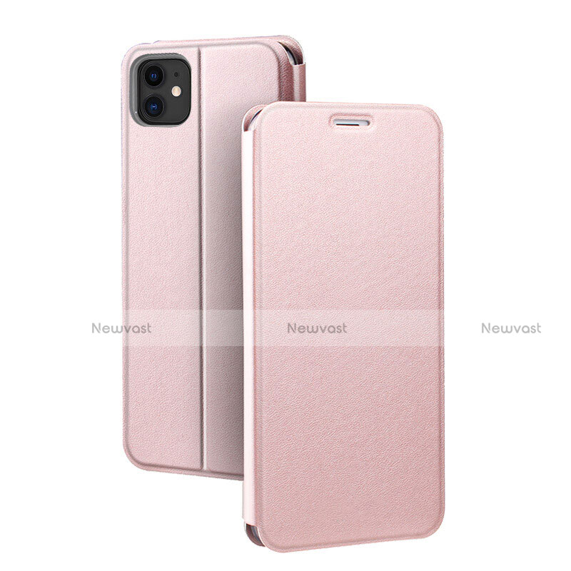 Leather Case Stands Flip Cover T02 Holder for Apple iPhone 11 Rose Gold