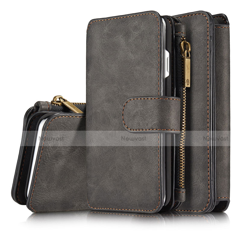 Leather Case Stands Flip Cover T02 Holder for Apple iPhone SE (2020) Black