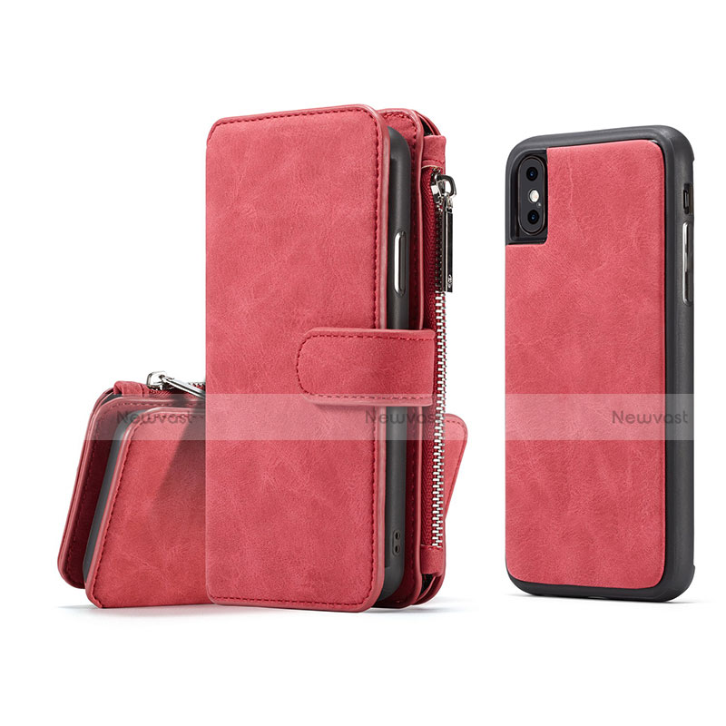 Leather Case Stands Flip Cover T02 Holder for Apple iPhone X Red