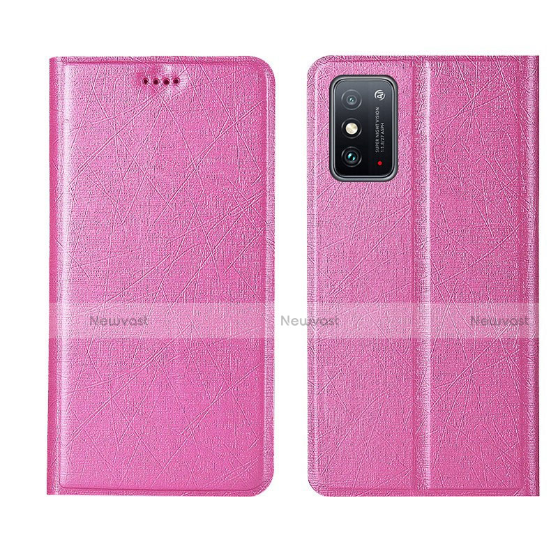 Leather Case Stands Flip Cover T02 Holder for Huawei Honor X10 Max 5G Pink