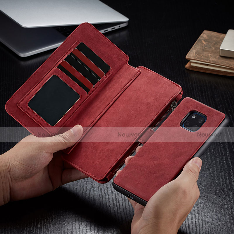 Leather Case Stands Flip Cover T02 Holder for Huawei Mate 20 Pro Red
