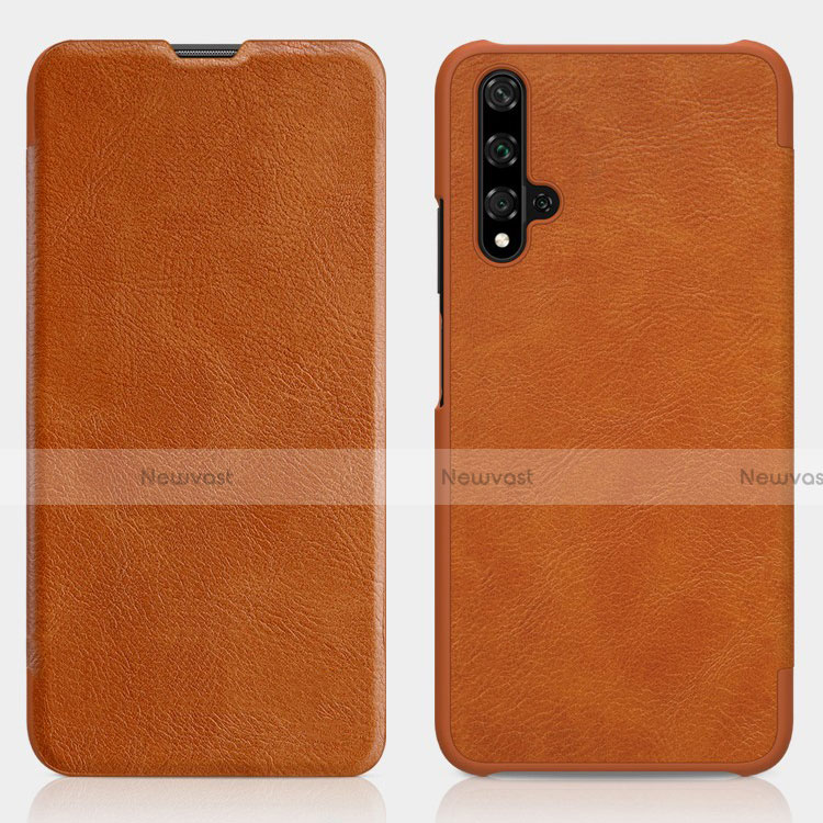 Leather Case Stands Flip Cover T02 Holder for Huawei Nova 5T Orange