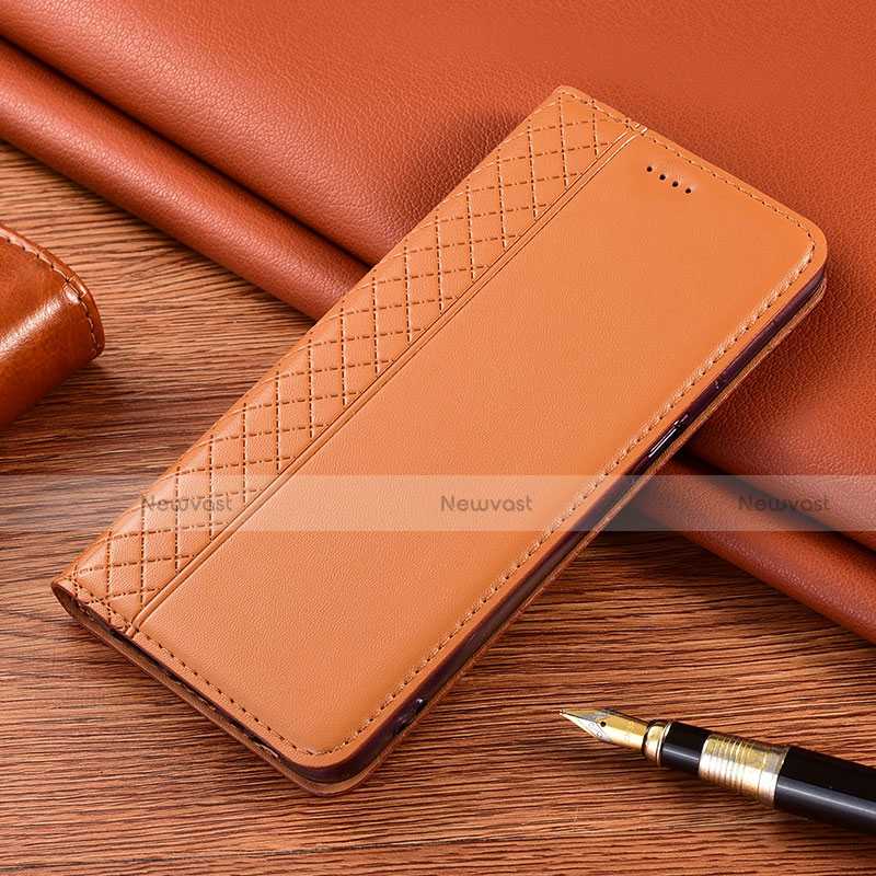 Leather Case Stands Flip Cover T02 Holder for Huawei Nova 8 SE 5G Orange