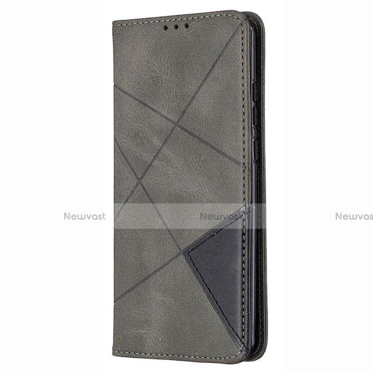 Leather Case Stands Flip Cover T02 Holder for Huawei P Smart (2020) Gray