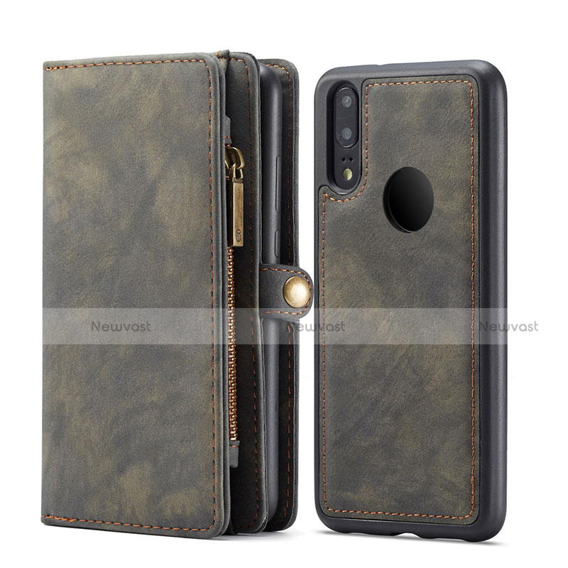 Leather Case Stands Flip Cover T02 Holder for Huawei P20 Lite Black