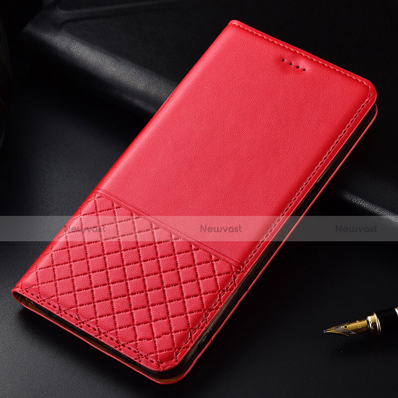 Leather Case Stands Flip Cover T02 Holder for OnePlus 7T Pro Red