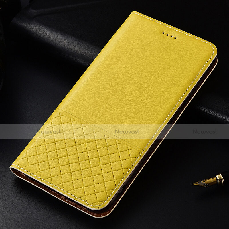 Leather Case Stands Flip Cover T02 Holder for OnePlus 7T Pro Yellow