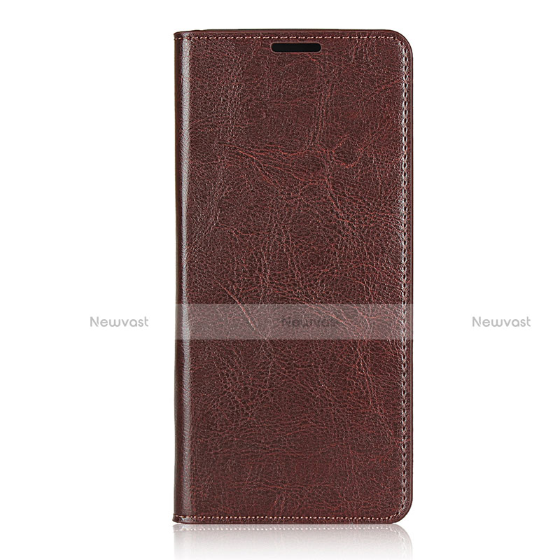 Leather Case Stands Flip Cover T02 Holder for Oppo Find X2 Pro Brown