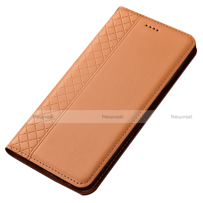 Leather Case Stands Flip Cover T02 Holder for Samsung Galaxy A80 Orange