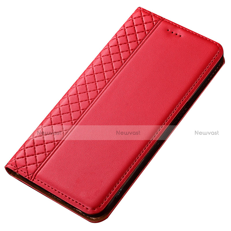 Leather Case Stands Flip Cover T02 Holder for Samsung Galaxy A90 4G Red