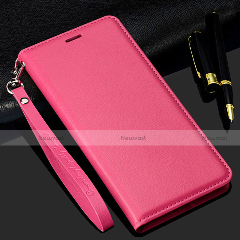 Leather Case Stands Flip Cover T02 Holder for Samsung Galaxy S20 Hot Pink