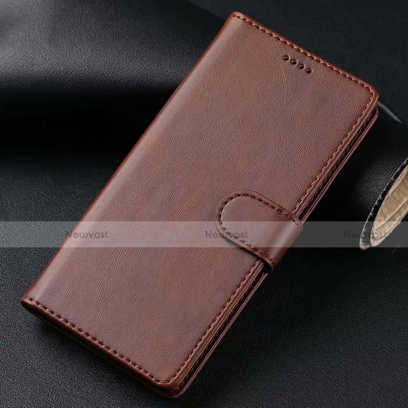 Leather Case Stands Flip Cover T02 Holder for Samsung Galaxy S20 Plus 5G Brown