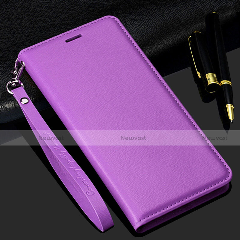 Leather Case Stands Flip Cover T02 Holder for Samsung Galaxy S20 Purple