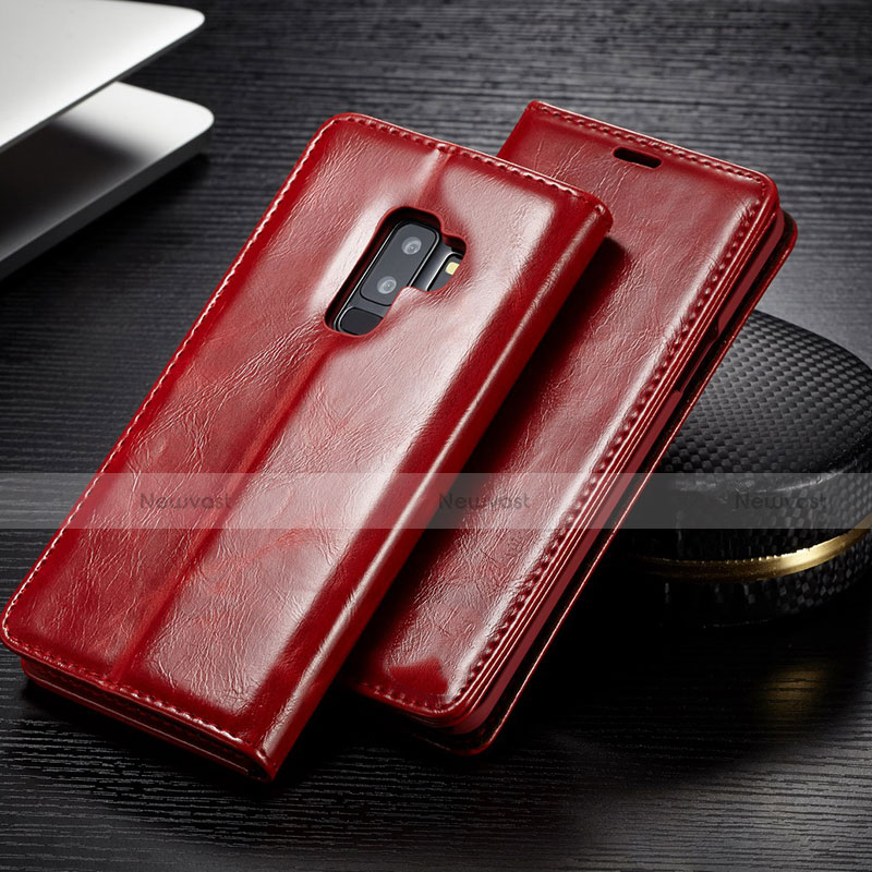 Leather Case Stands Flip Cover T02 Holder for Samsung Galaxy S9 Plus