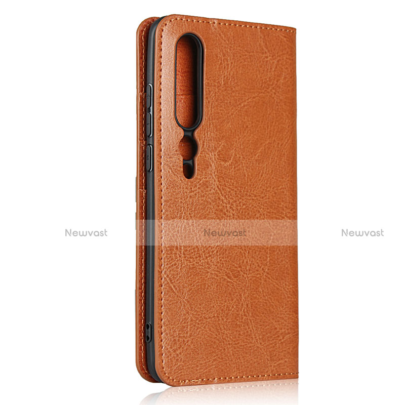 Leather Case Stands Flip Cover T02 Holder for Xiaomi Mi 10 Pro Orange