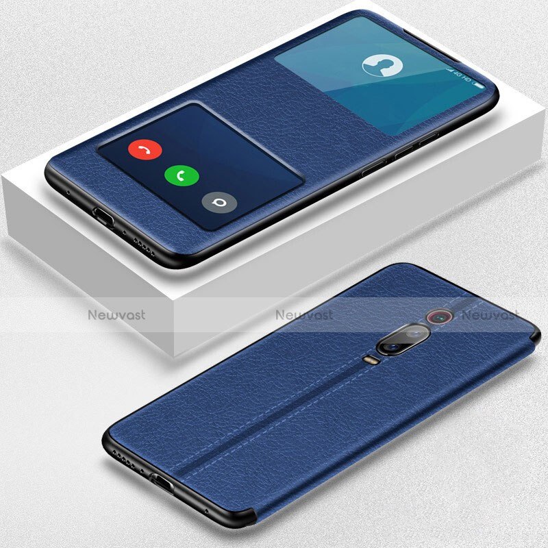 Leather Case Stands Flip Cover T02 Holder for Xiaomi Mi 9T Blue