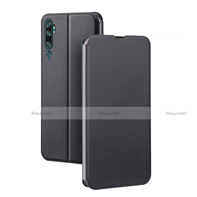 Leather Case Stands Flip Cover T02 Holder for Xiaomi Mi Note 10 Black