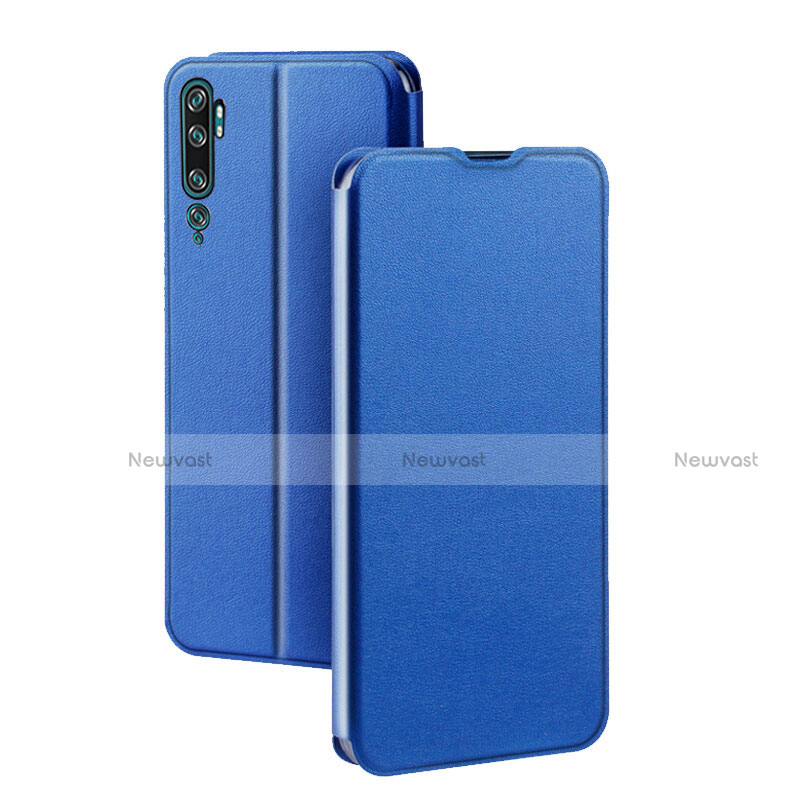 Leather Case Stands Flip Cover T02 Holder for Xiaomi Mi Note 10 Blue