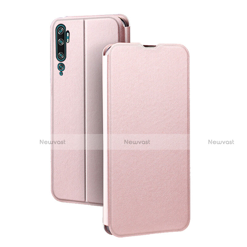 Leather Case Stands Flip Cover T02 Holder for Xiaomi Mi Note 10 Rose Gold