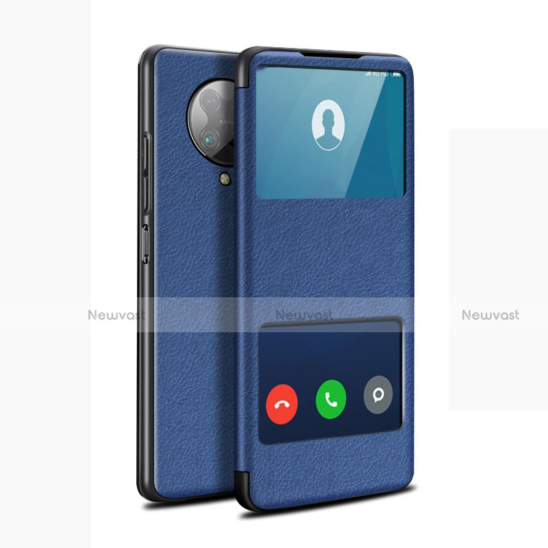 Leather Case Stands Flip Cover T02 Holder for Xiaomi Redmi K30 Pro 5G Blue