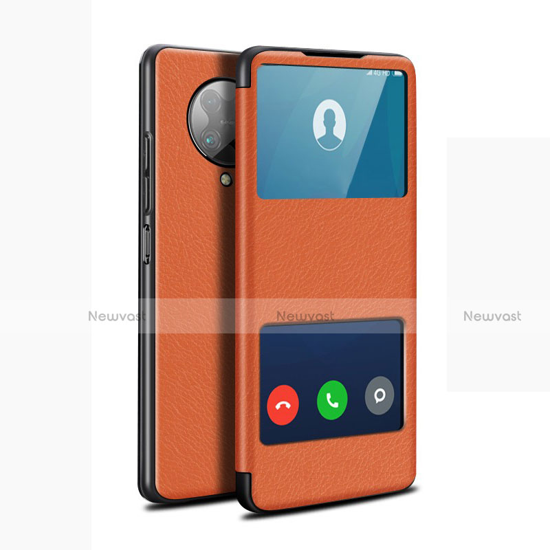 Leather Case Stands Flip Cover T02 Holder for Xiaomi Redmi K30 Pro Zoom Orange