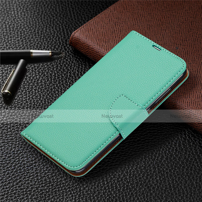 Leather Case Stands Flip Cover T02 Holder for Xiaomi Redmi Note 9 Green