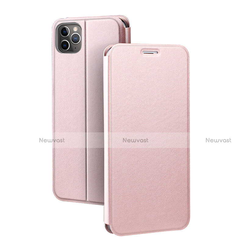 Leather Case Stands Flip Cover T03 Holder for Apple iPhone 11 Pro Rose Gold