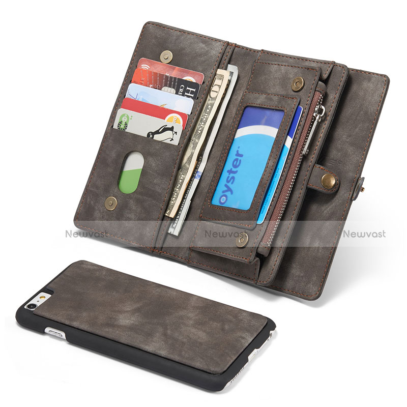 Leather Case Stands Flip Cover T03 Holder for Apple iPhone 6 Plus Black
