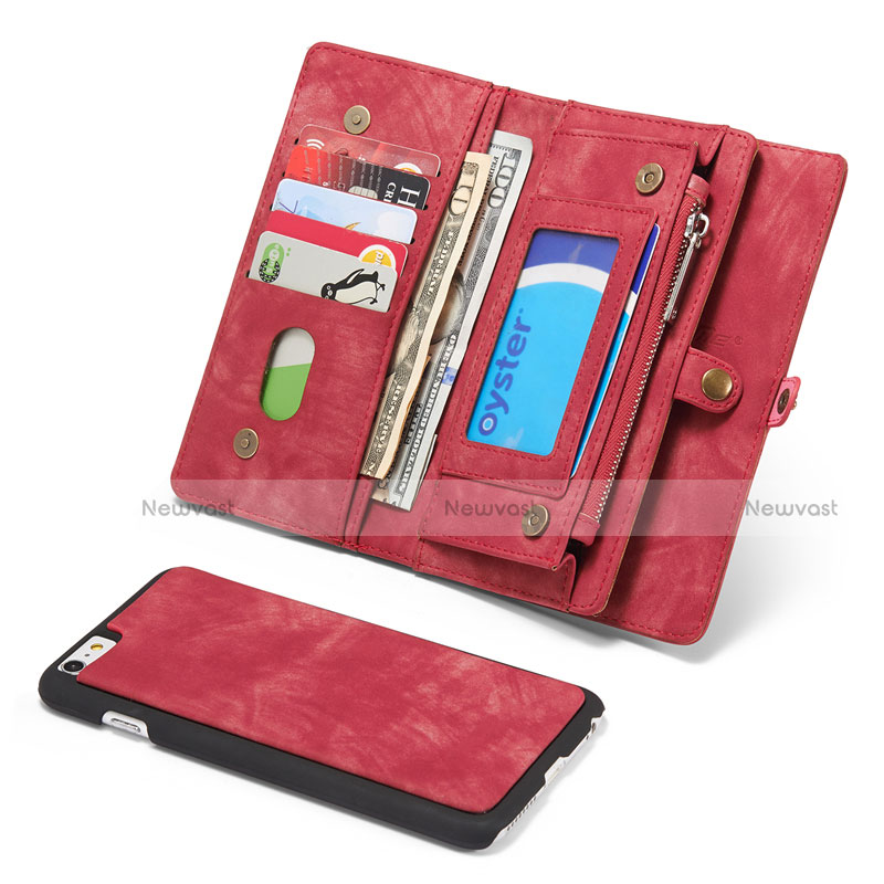 Leather Case Stands Flip Cover T03 Holder for Apple iPhone 6 Plus Red