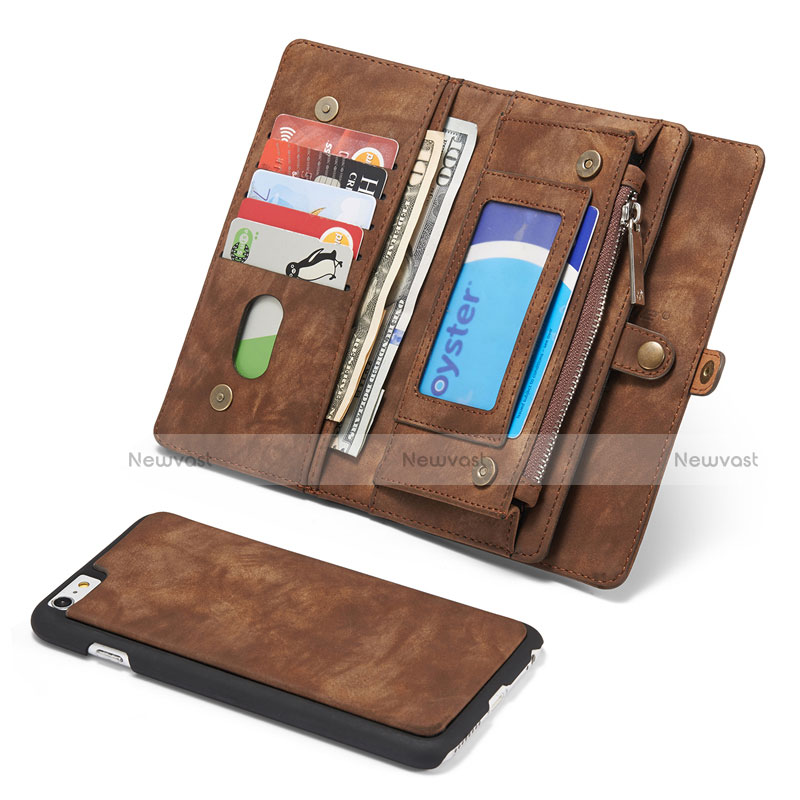 Leather Case Stands Flip Cover T03 Holder for Apple iPhone 6S Brown