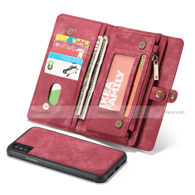Leather Case Stands Flip Cover T03 Holder for Apple iPhone X Red