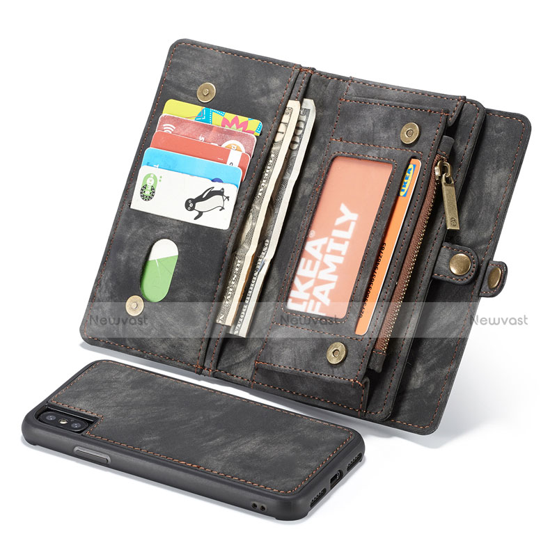 Leather Case Stands Flip Cover T03 Holder for Apple iPhone Xs Max Black