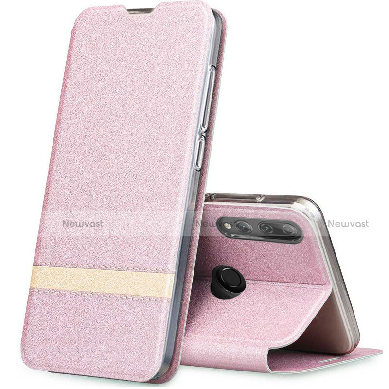 Leather Case Stands Flip Cover T03 Holder for Huawei Honor 20 Lite Rose Gold