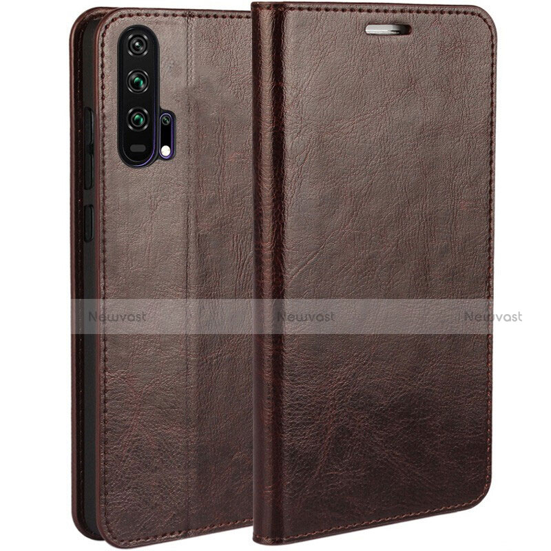 Leather Case Stands Flip Cover T03 Holder for Huawei Honor 20 Pro Brown