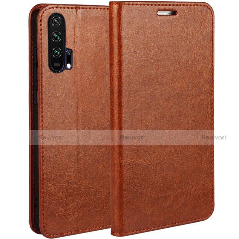 Leather Case Stands Flip Cover T03 Holder for Huawei Honor 20 Pro Orange