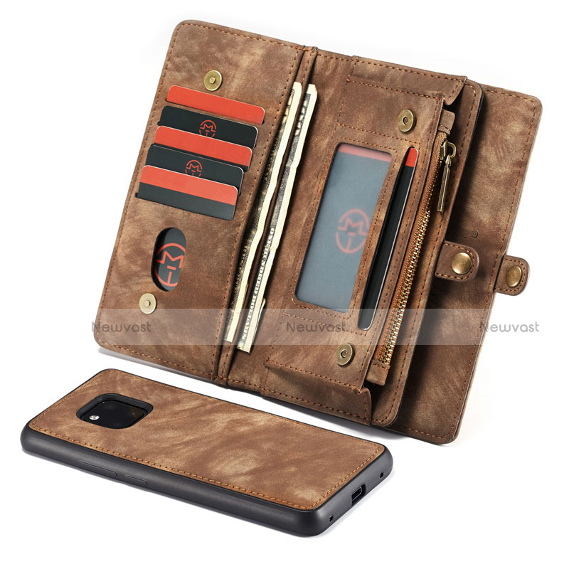 Leather Case Stands Flip Cover T03 Holder for Huawei Mate 20 Pro Brown