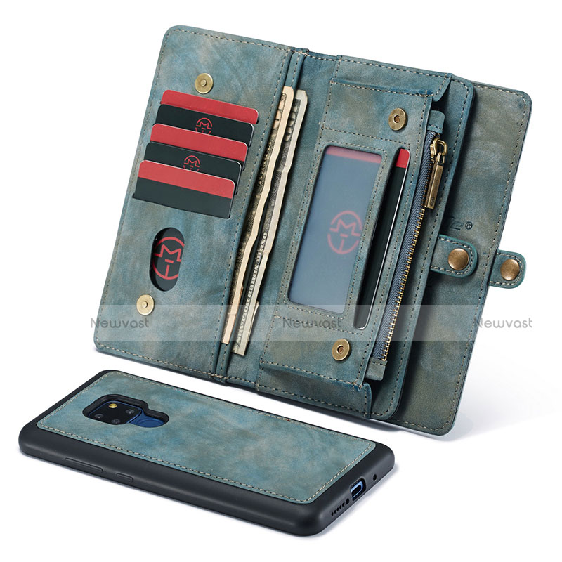 Leather Case Stands Flip Cover T03 Holder for Huawei Mate 20 Sky Blue