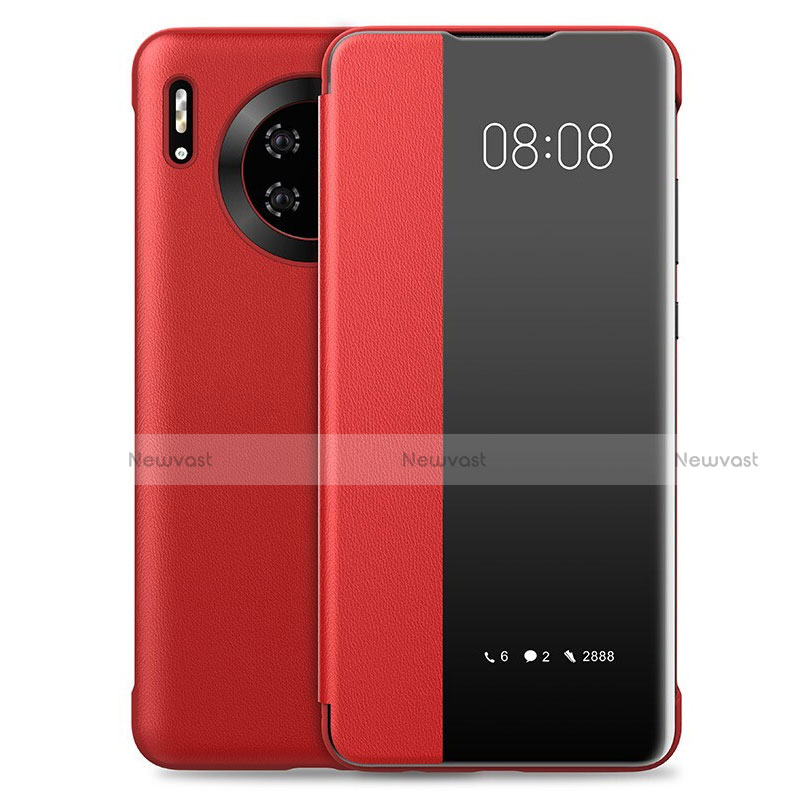 Leather Case Stands Flip Cover T03 Holder for Huawei Mate 30 Pro 5G Red