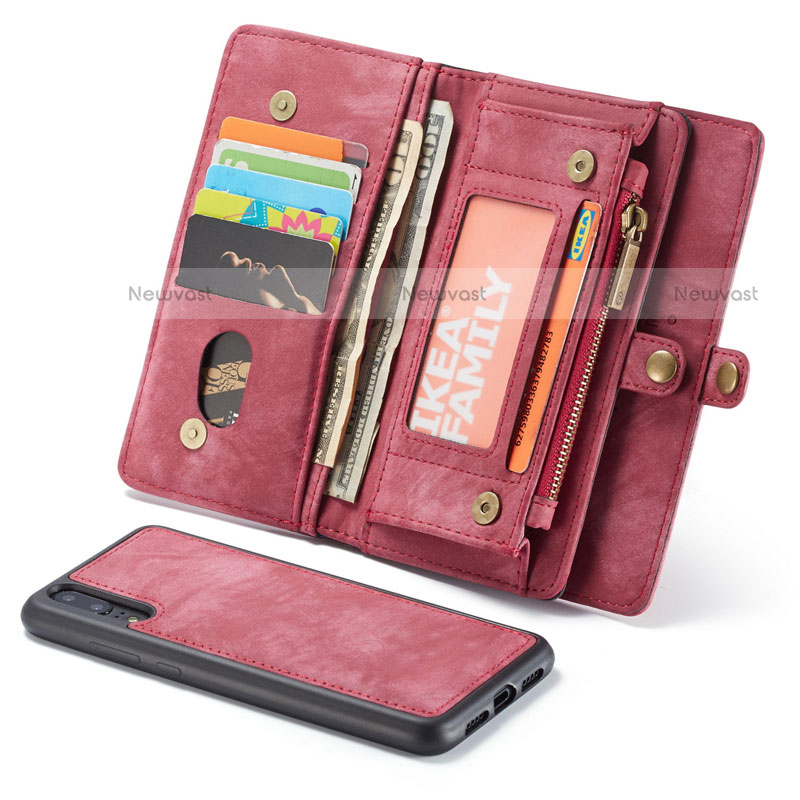 Leather Case Stands Flip Cover T03 Holder for Huawei P20 Pro Red