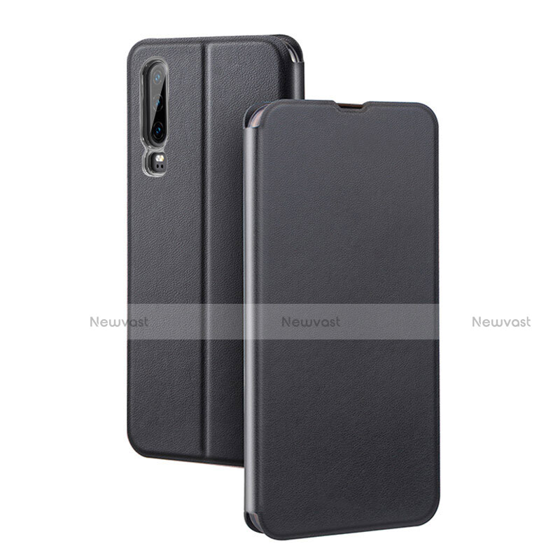 Leather Case Stands Flip Cover T03 Holder for Huawei P30 Black