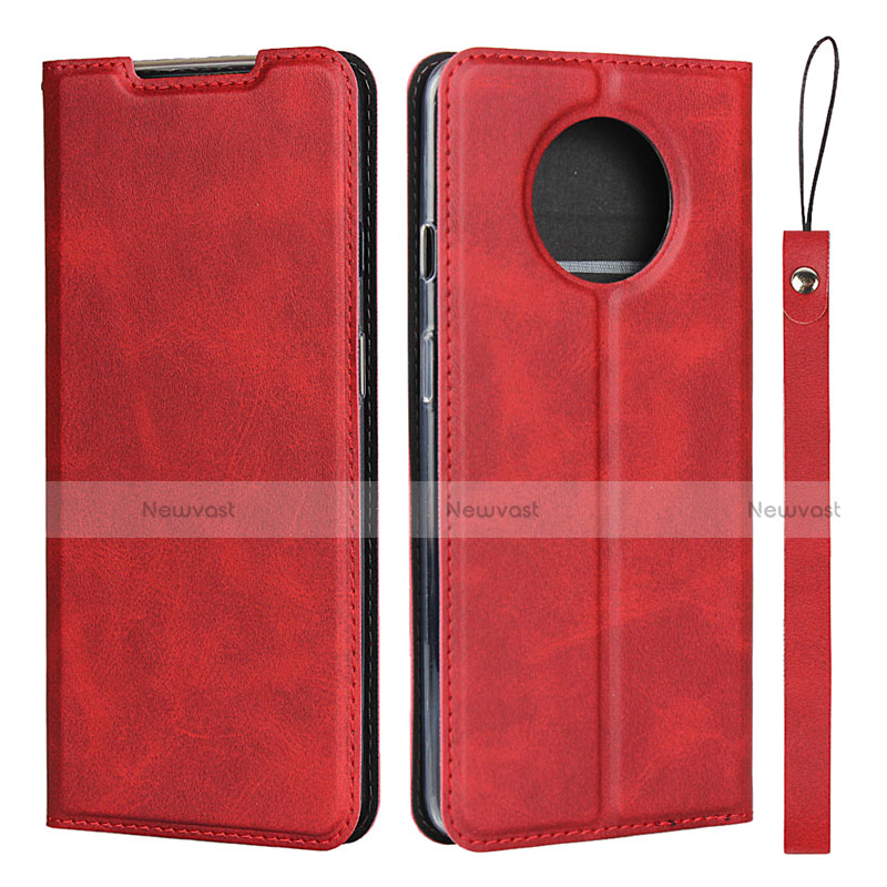Leather Case Stands Flip Cover T03 Holder for OnePlus 7T Red